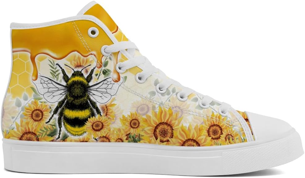 Кеды Chebing Bee высокие на шнуровке из холщовой ткани, повседневная обувь для мужчин и женщин, желтый — фото 4