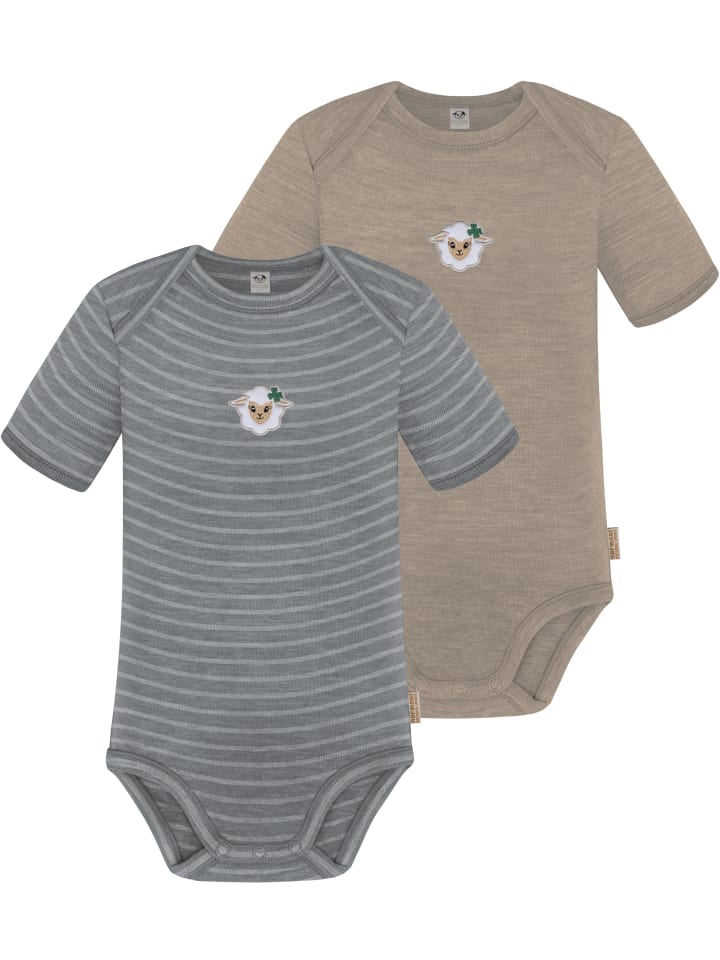 

Normani Outdoor Sports Комплект из 2 детских боди с коротким рукавом из мериносовой шерсти, цвет Тауранга, серый/бежевый