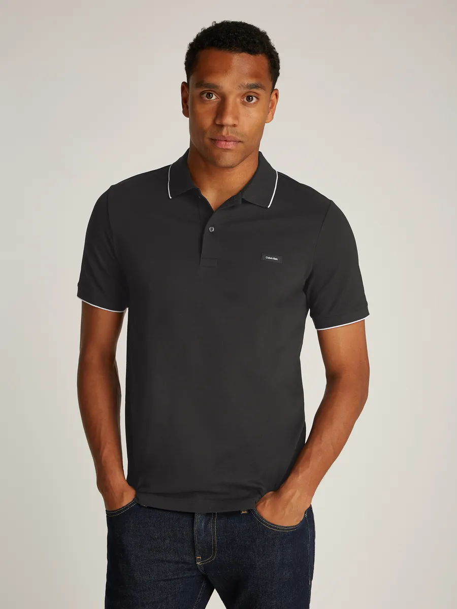 

Рубашка-поло Calvin Klein "STRETCH PIQUE TIPPING POLO", черный
