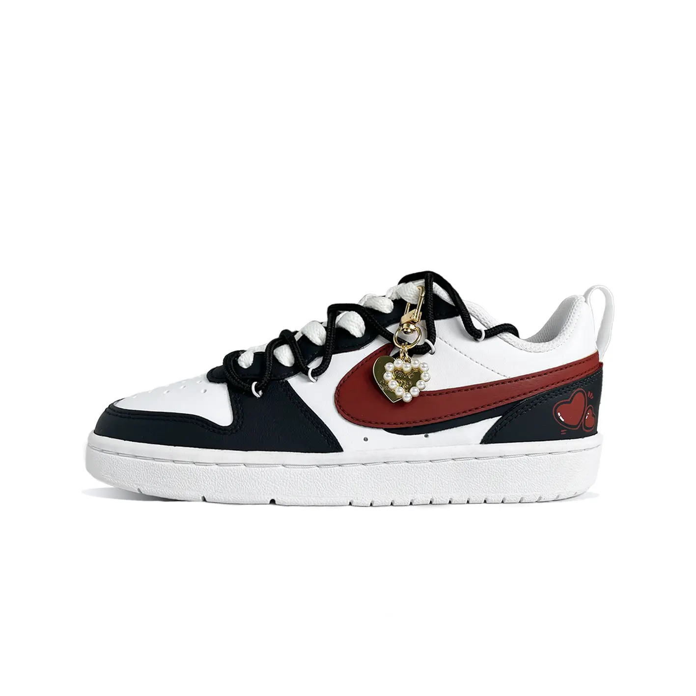 

Кроссовки Nike Court Borough Skateboarding Shoes Women's Low-top Black Red, черный