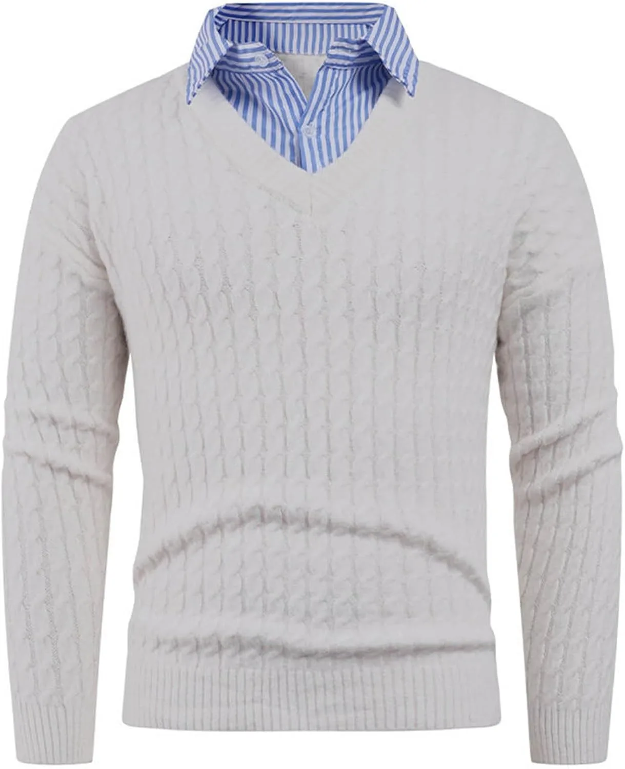 

Мужской свитер Cambkatl с полосками и вставками, воротник лацкана