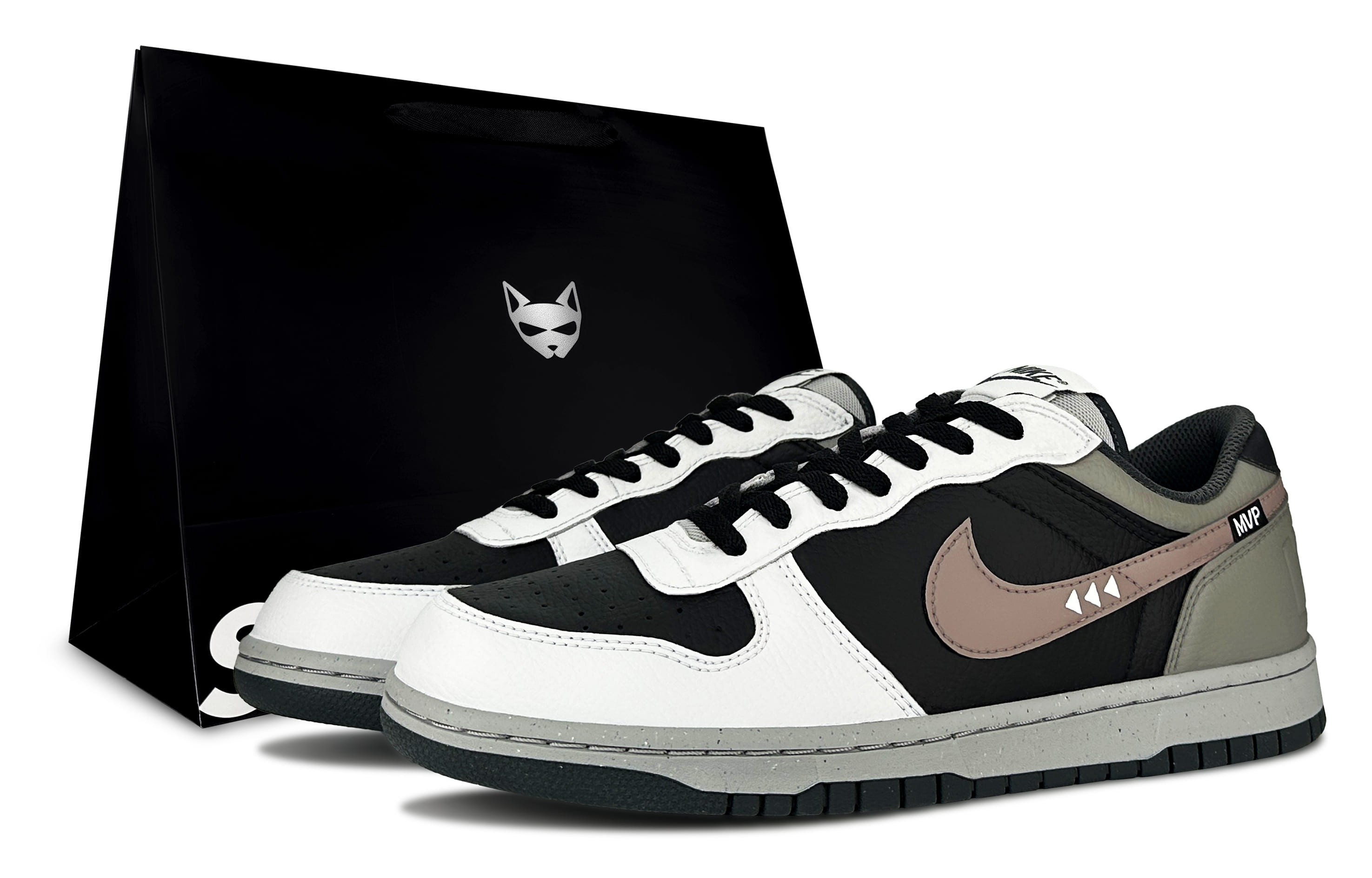 

Большой горящий товар, Shimmery Cat, подарок, противоскользящий, устойчивый к истиранию, дышащий низкий верх Nike, multi-layer серый-exclusive shopping bag