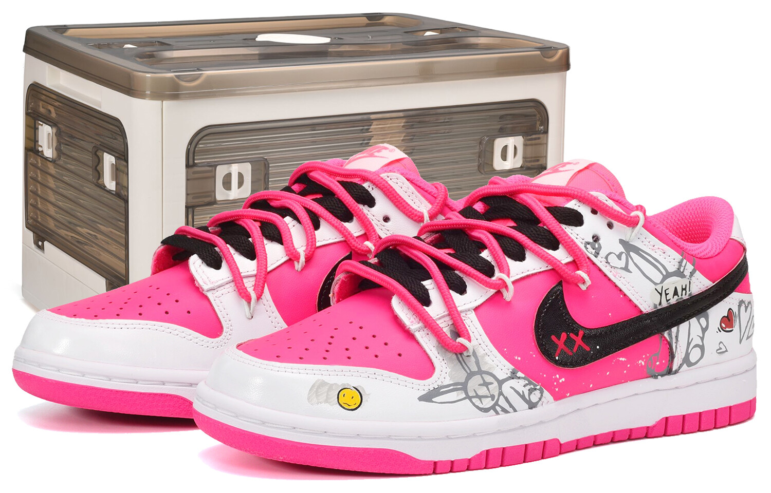 

Женские кроссовки для скейтбординга Nike Dunk Low-Top, черный/белый/розовый
