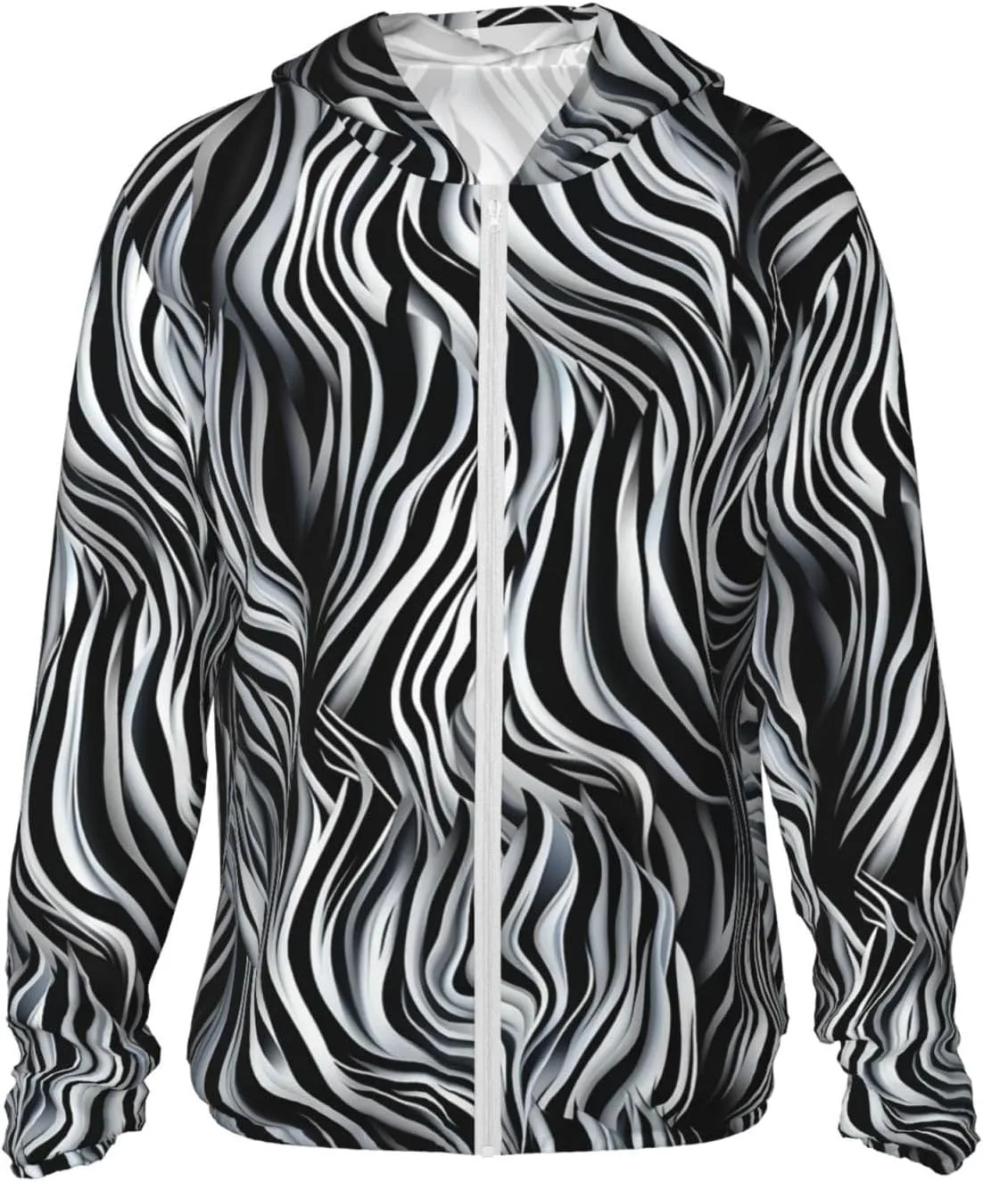 

UPF 50+ худи с защитой от солнца, длинный рукав, карман, рисунок Zebra BTCOWZRV