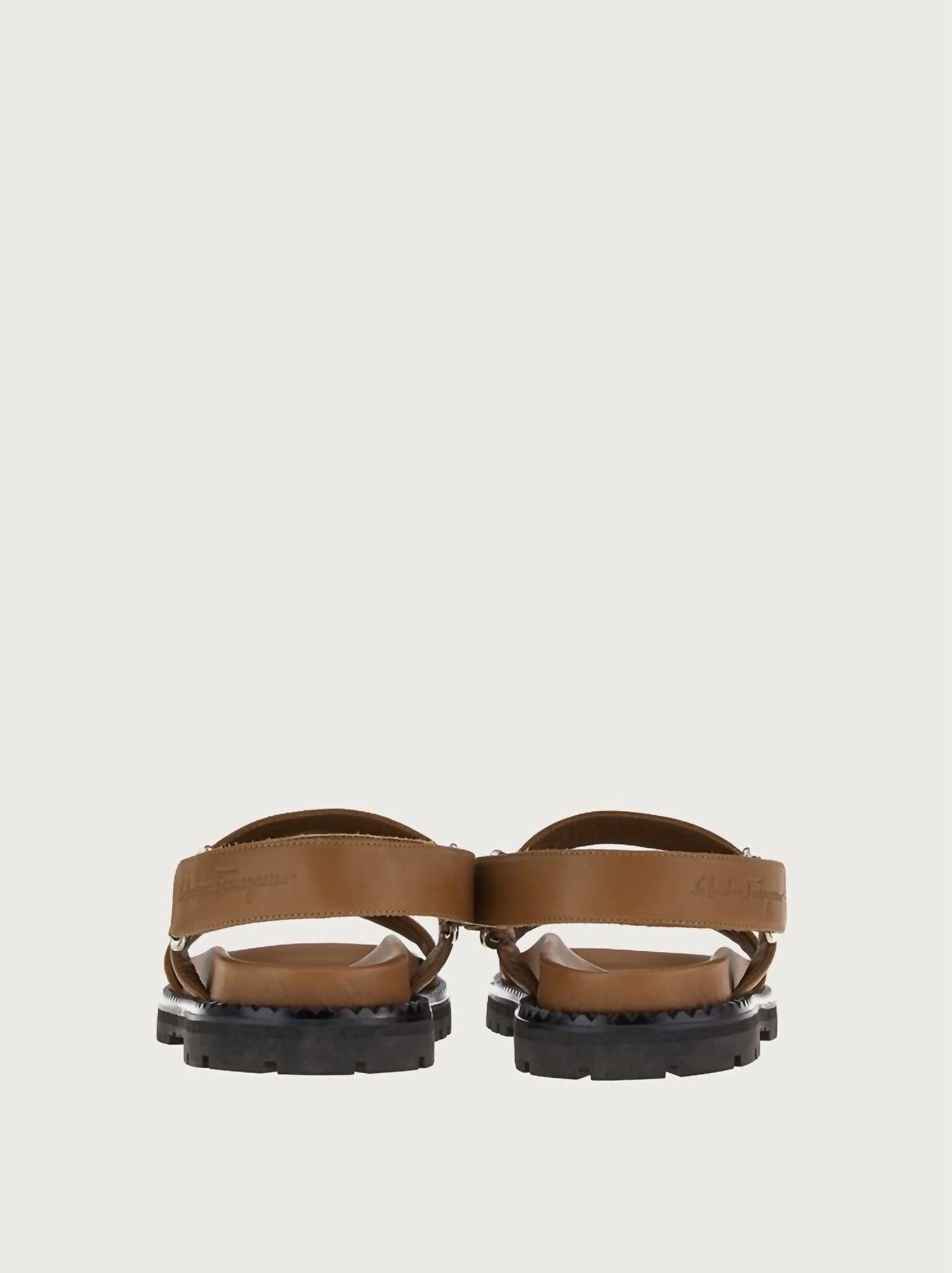 Мужские сандалии Gancini коричневого цвета Salvatore Ferragamo, коричневый — фото 3