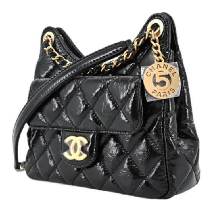 Кожаная сумка через плечо из телячьей кожи Trumpets женская черная CHANEL — фото 3
