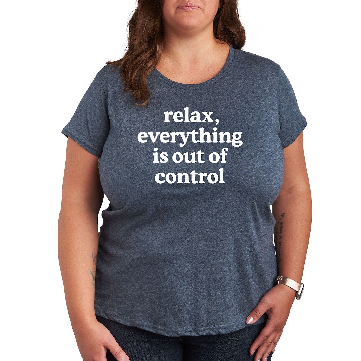 

Футболка Missy Plus Size с графическим рисунком Relax Out Of Control Licensed Character, синий