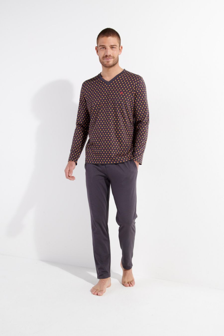 

Мужская длинная пижама HOM USA, Black print