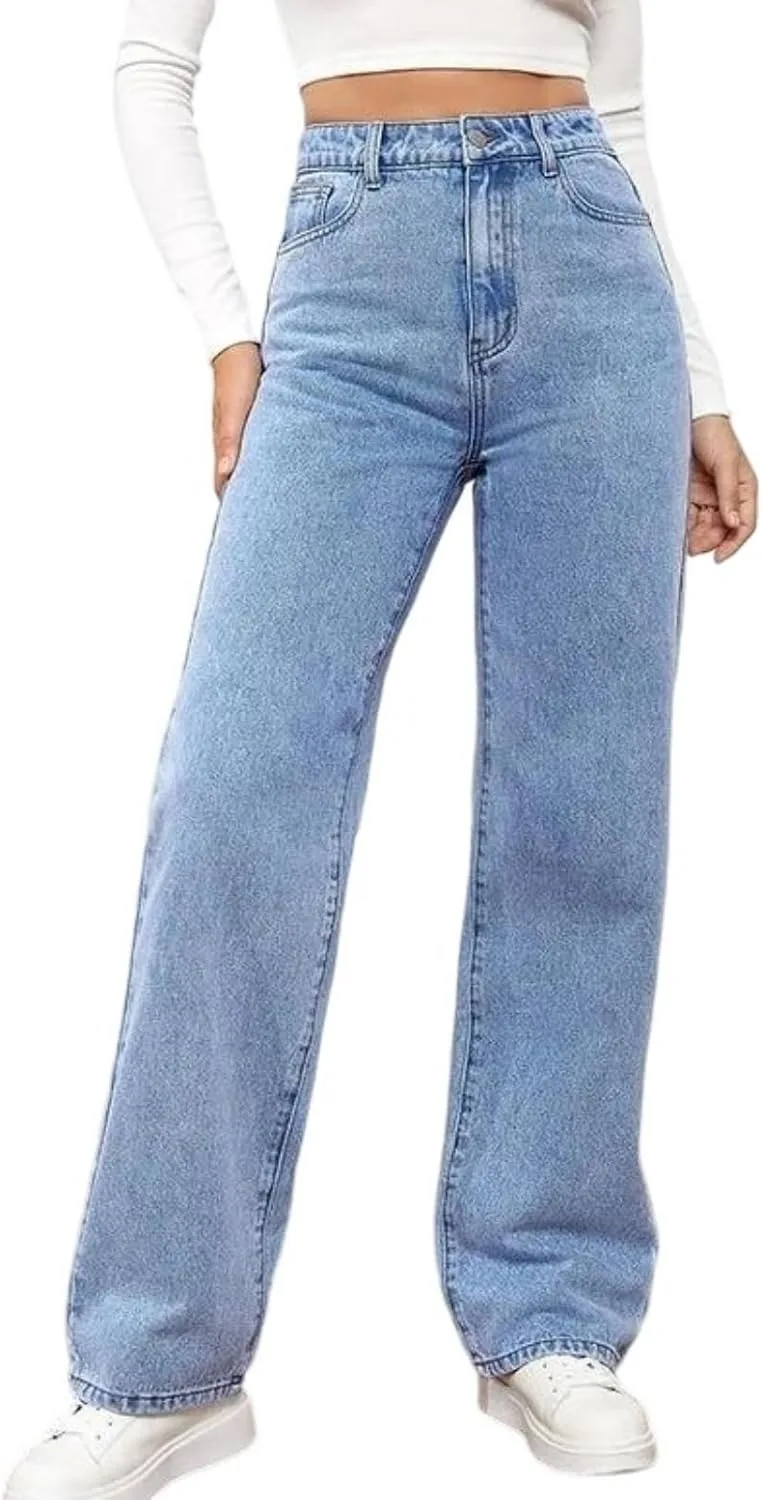Женские джинсы с высокой талией и прямыми штанинами Slim Fit