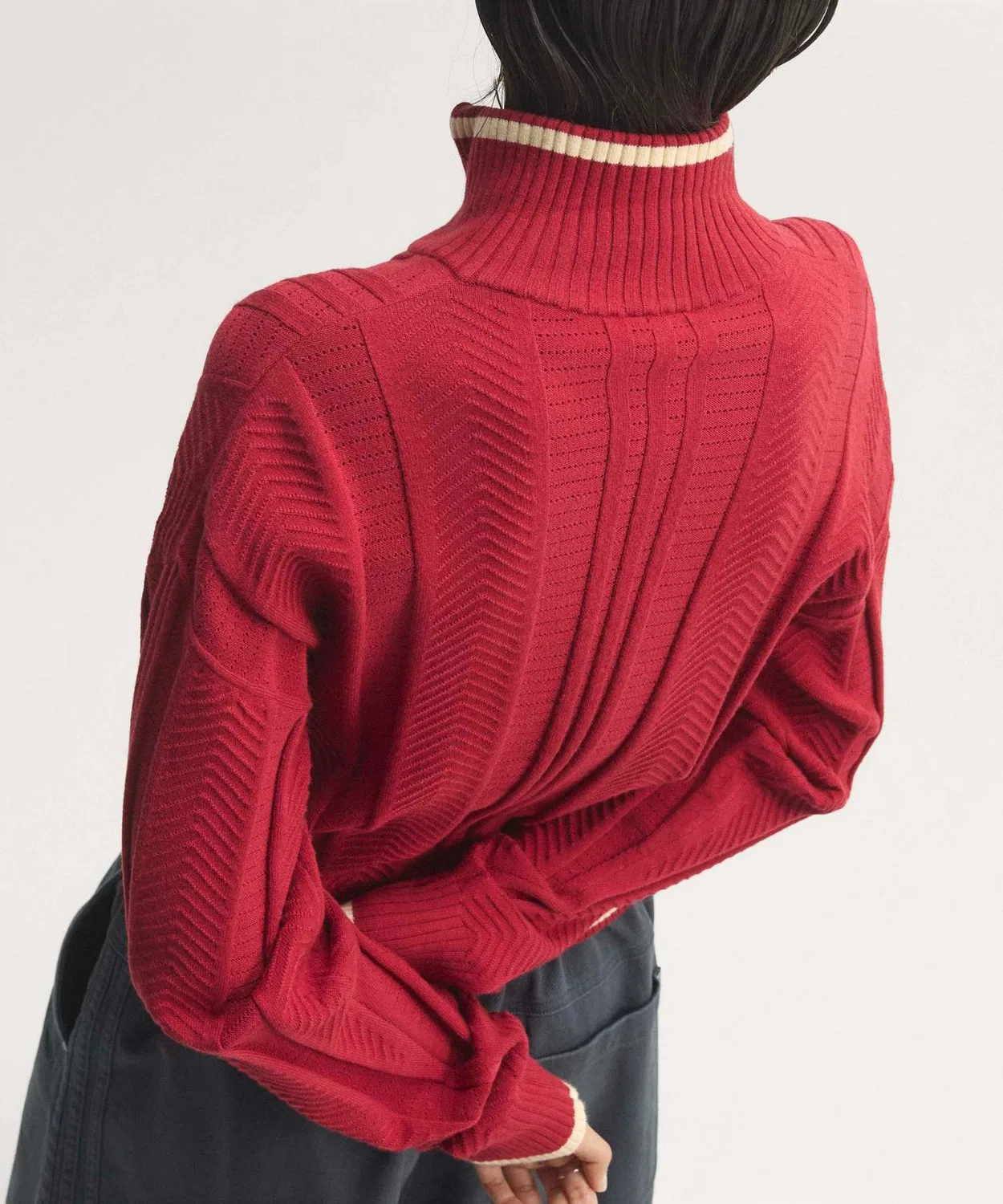 Женский лонгслив с воротником и молнией Firebird Cable Knit Track Top Adidas, Red — фото 4