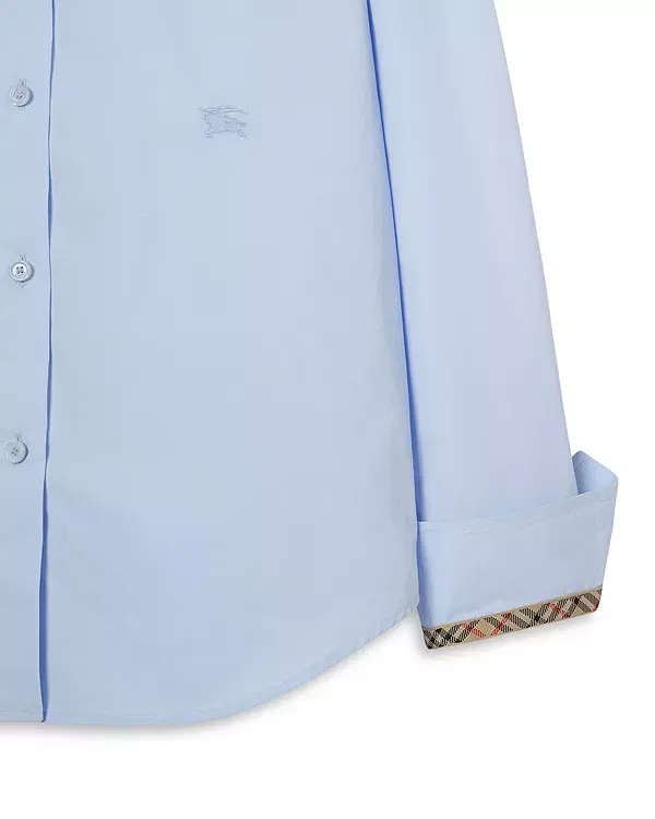 Женская рубашка из хлопкового поплина с вышивкой Regular Fit Burberry, Agapanthus Blue — фото 2