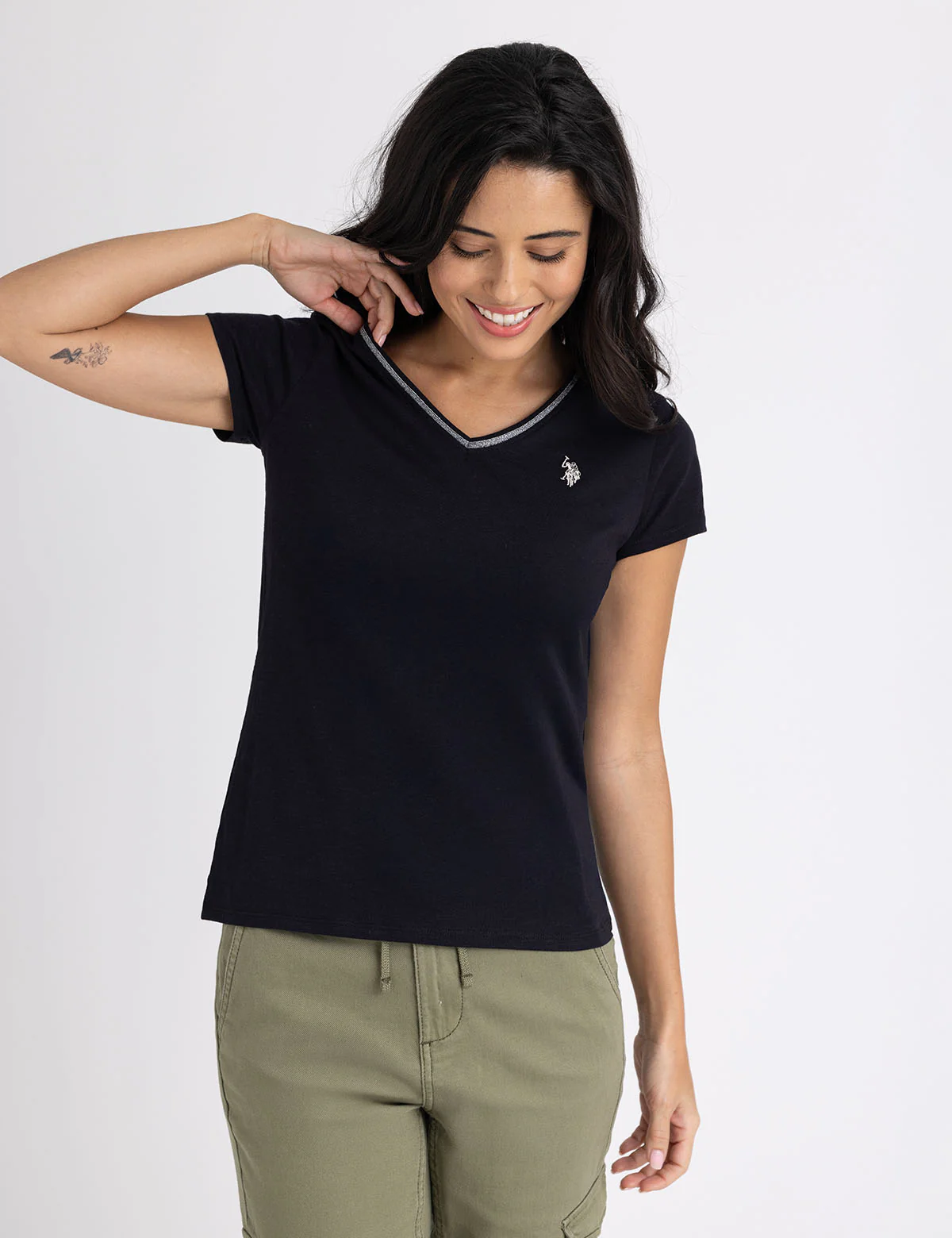 

Футболка U.S. Polo Assn Metallic Trim V-neck, черный