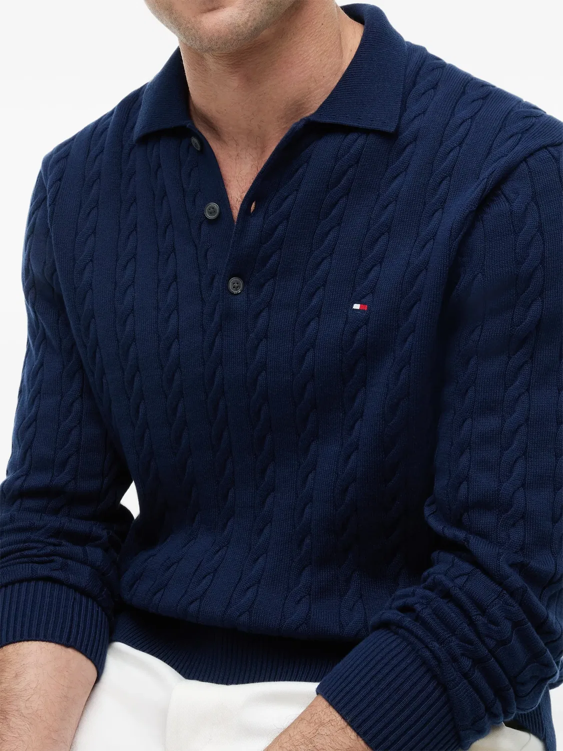 Tommy Hilfiger Вязаный свитер с поло-воротником - синий — фото 2