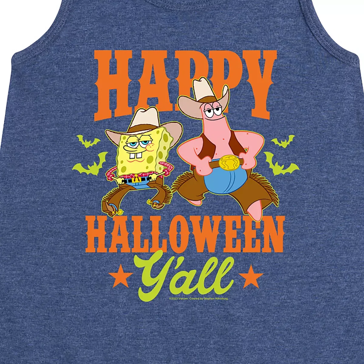 Детское платье-трапеция без рукавов Happy Halloween Y'all SpongeBob SquarePants, Heather Navy — фото 2
