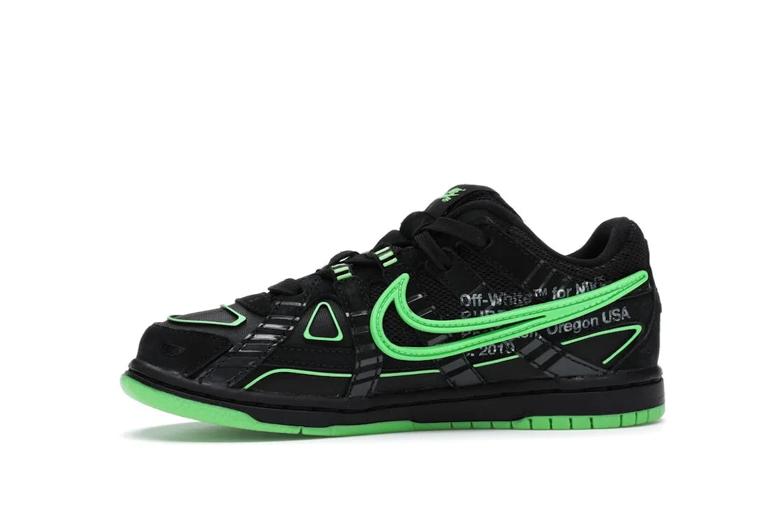 Детские кроссовки Lifestyle с деконструированным дизайном Nike Air Rubber Dunk Nike, Black/White-Green Strike — фото 3