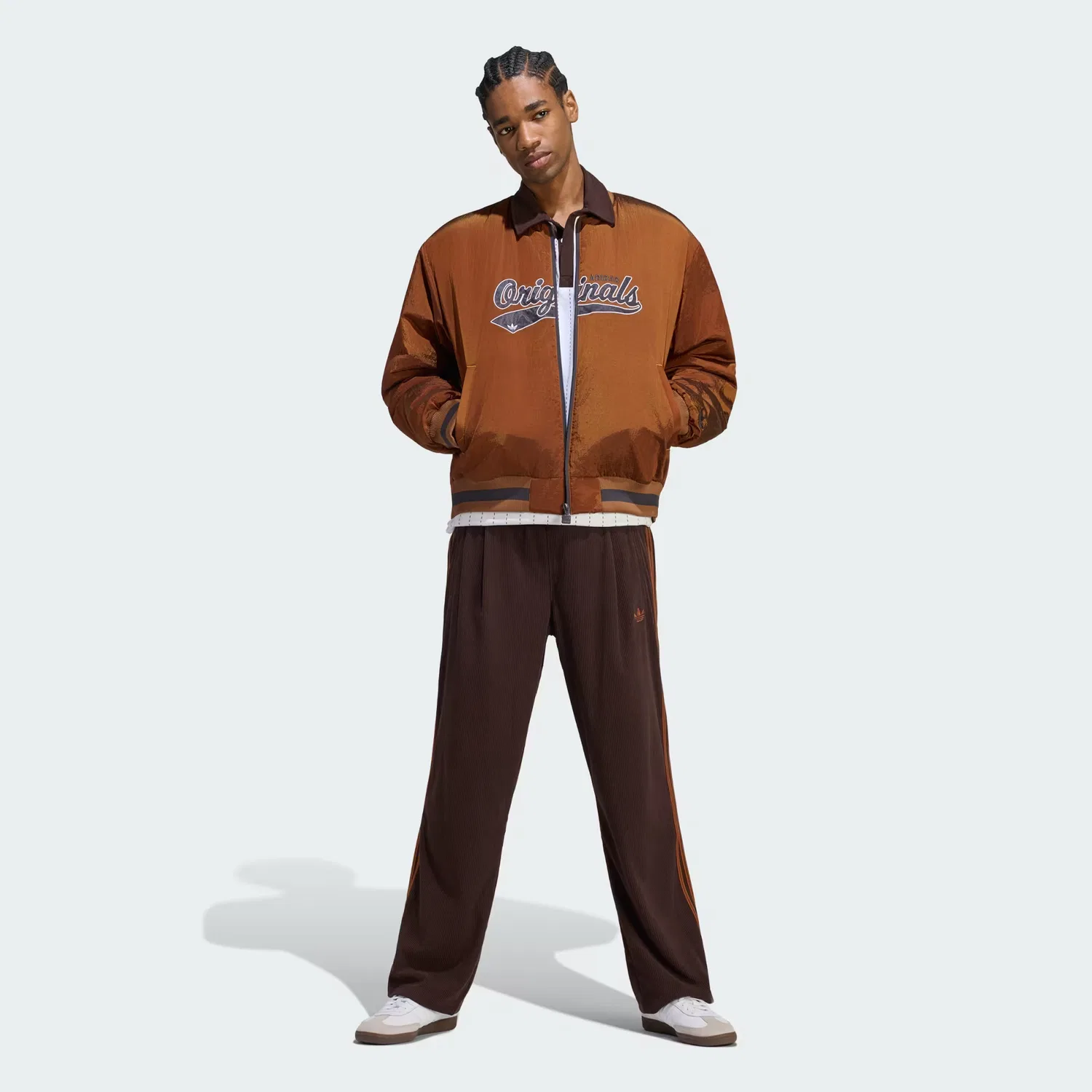 Мужская куртка-бомбер свободного кроя Shiny Originals Adidas Originals, темно-бронзовый — фото 3