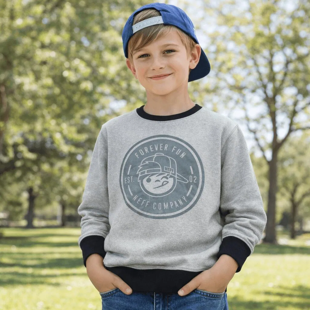 Детский свитшот с принтом Daily Sweat Crew Neff, Grau