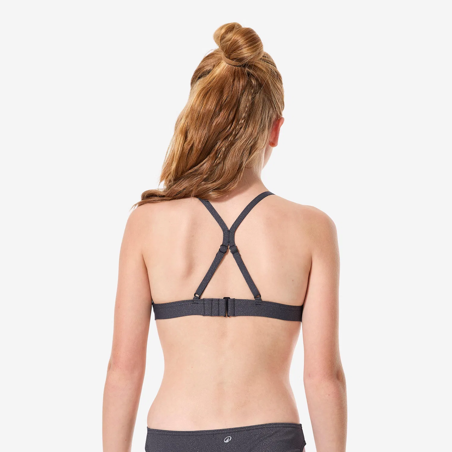 Детское бикини-топ для девочек Lurex Lizy Decathlon, цвет Rauchschwarz — фото 2