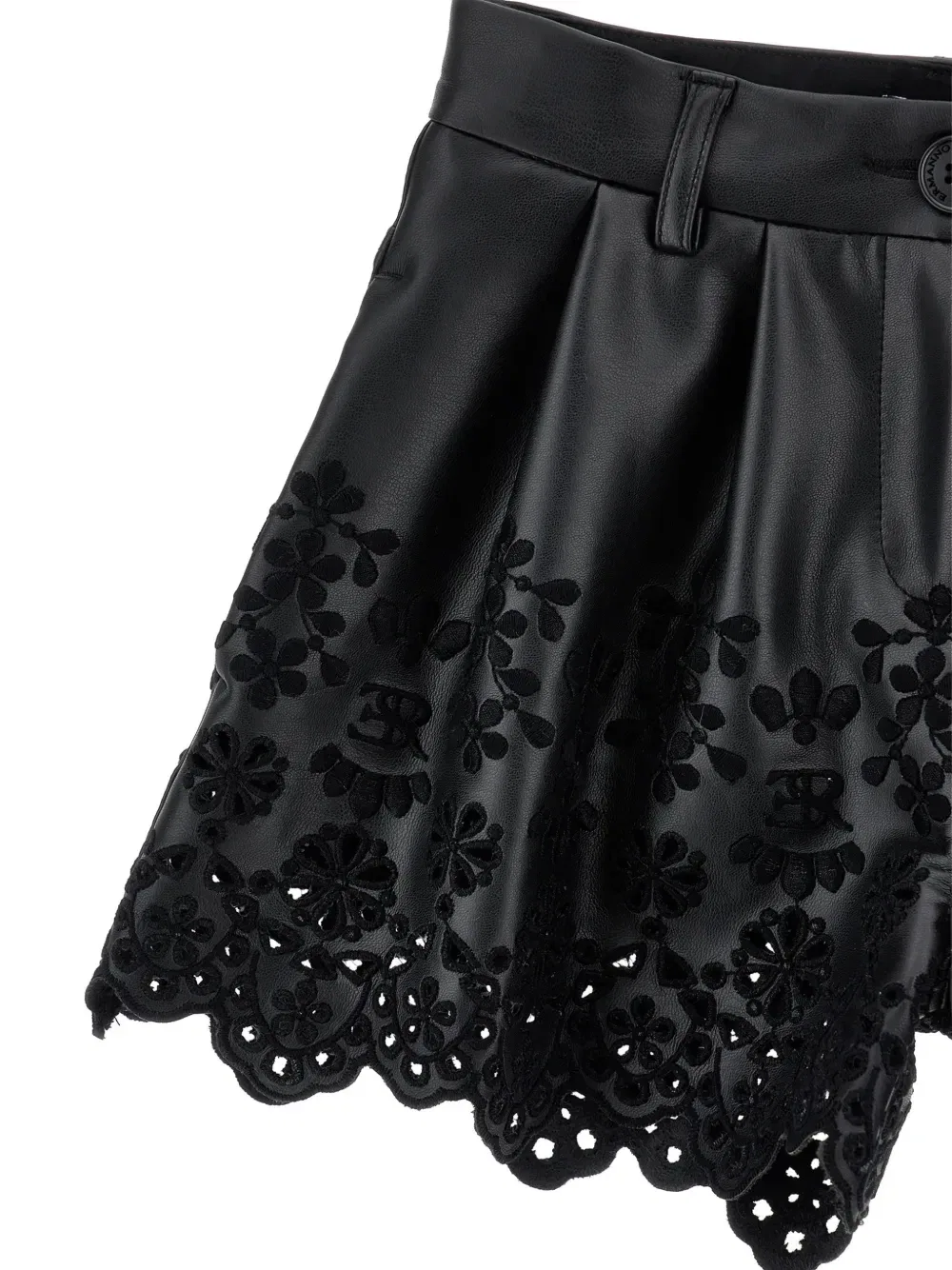Шорты с ажурной вышивкой и фестончатым краем Ermanno Scervino Junior, черный — фото 3