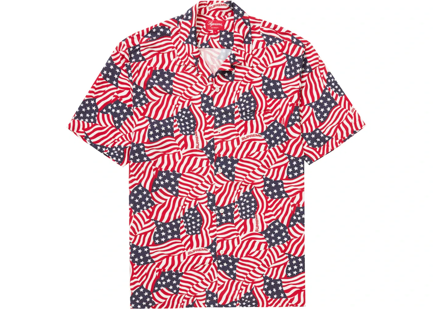 Мужская рубашка с коротким рукавом с принтом Supreme S/S Shirt, Flags