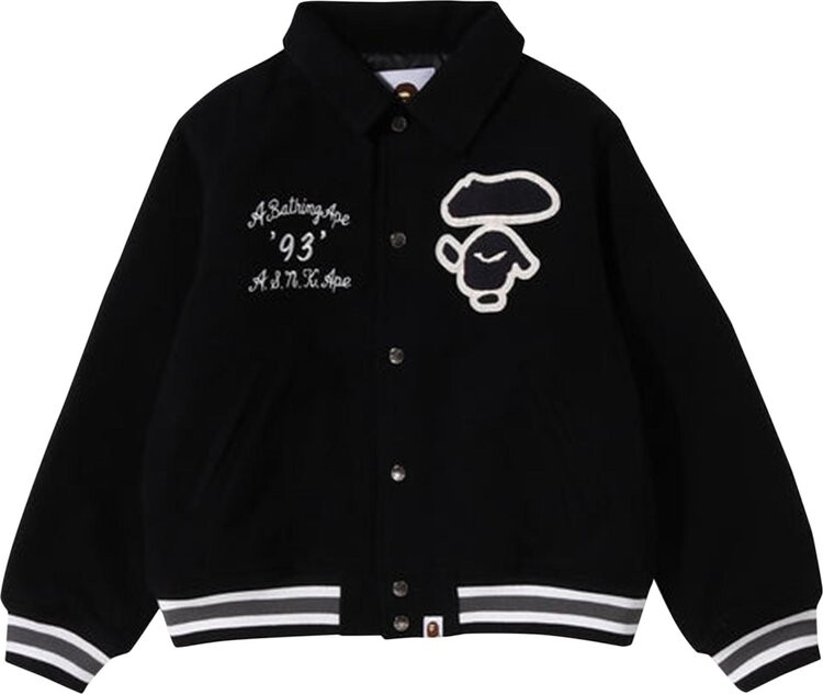 

Куртка BAPE Melton Varsity Jacket 'Black', черный