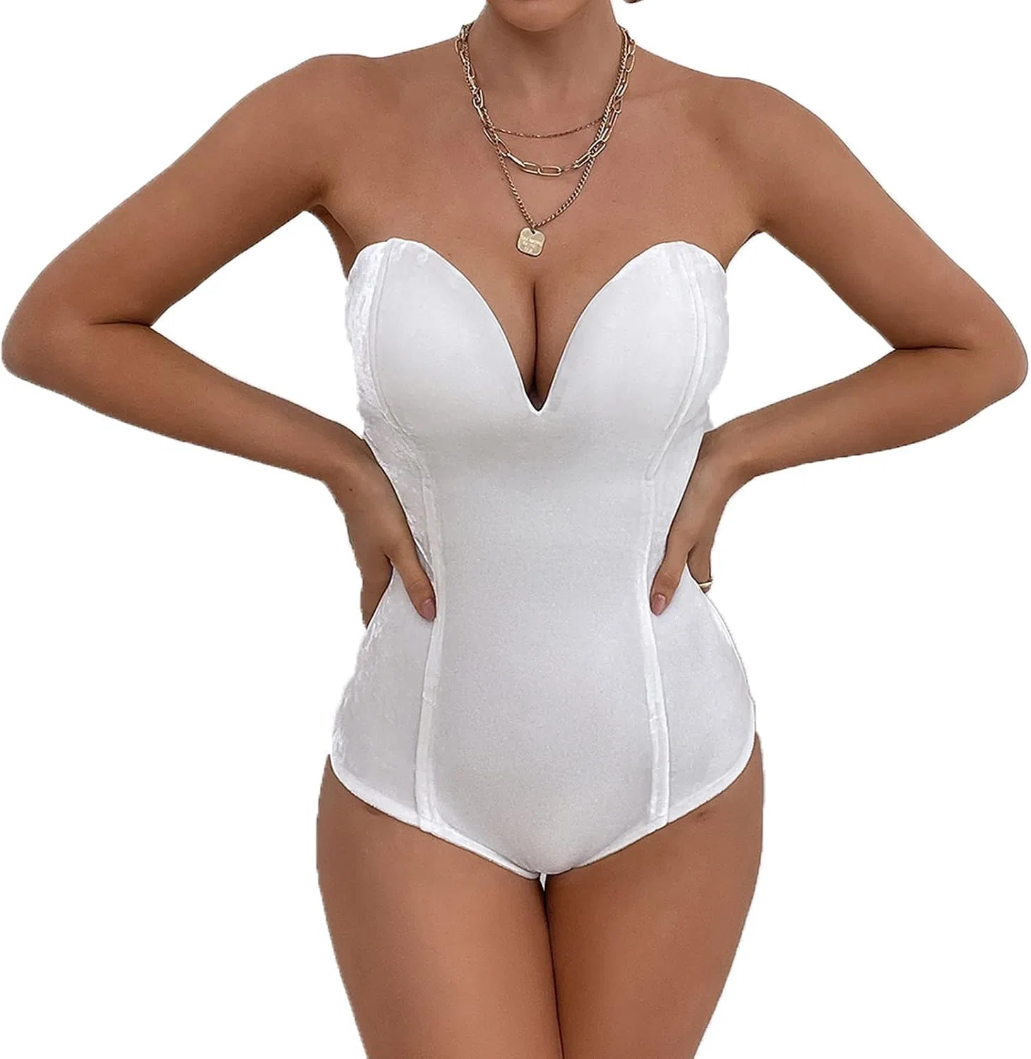 Женское атласное платье с одним плечом, White
