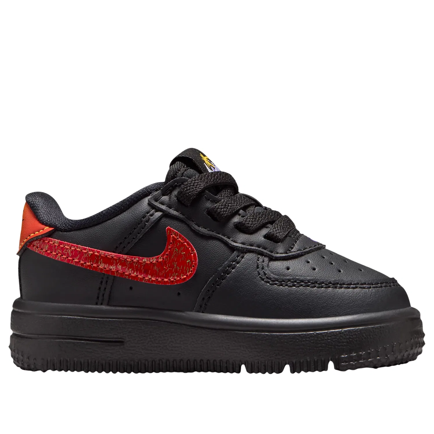 Детские кроссовки с кожаным верхом Force 1 Low EasyOn 'Black Laser Orange' Nike, Black/Laser Orange/Picante Red/Action Grape — фото 2