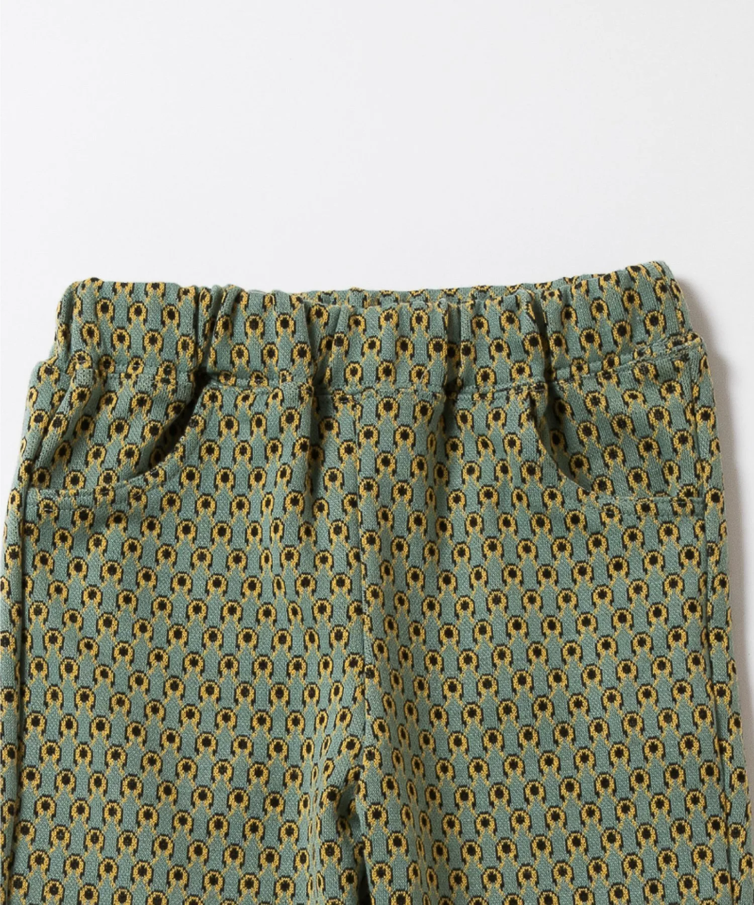 Расклешенные брюки из жаккардовой ткани по всей поверхности Ever Closet, green — фото 4