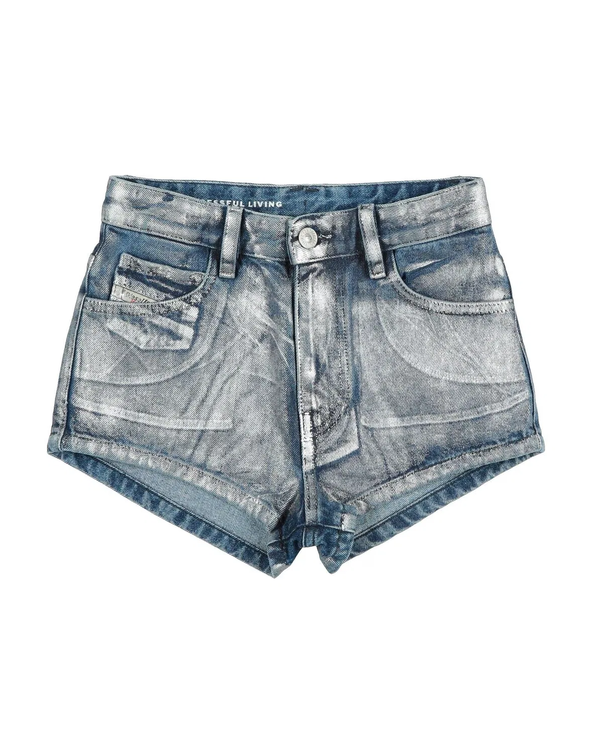 Подростковые джинсовые шорты для девочек с эффектом coated Diesel, синий