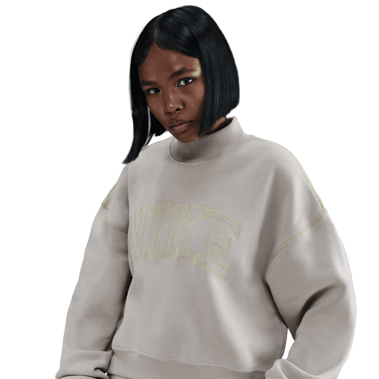 Женская толстовка Phoenix Fleece Mock Neck Nike, цвет Grey/Volt