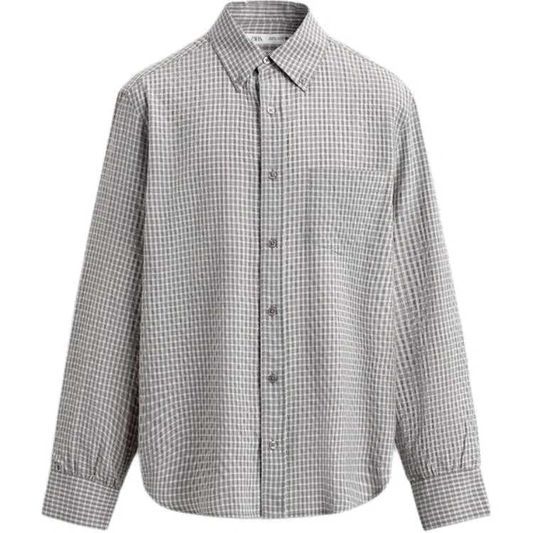 Мужская рубашка с круглым вырезом ZARA, White