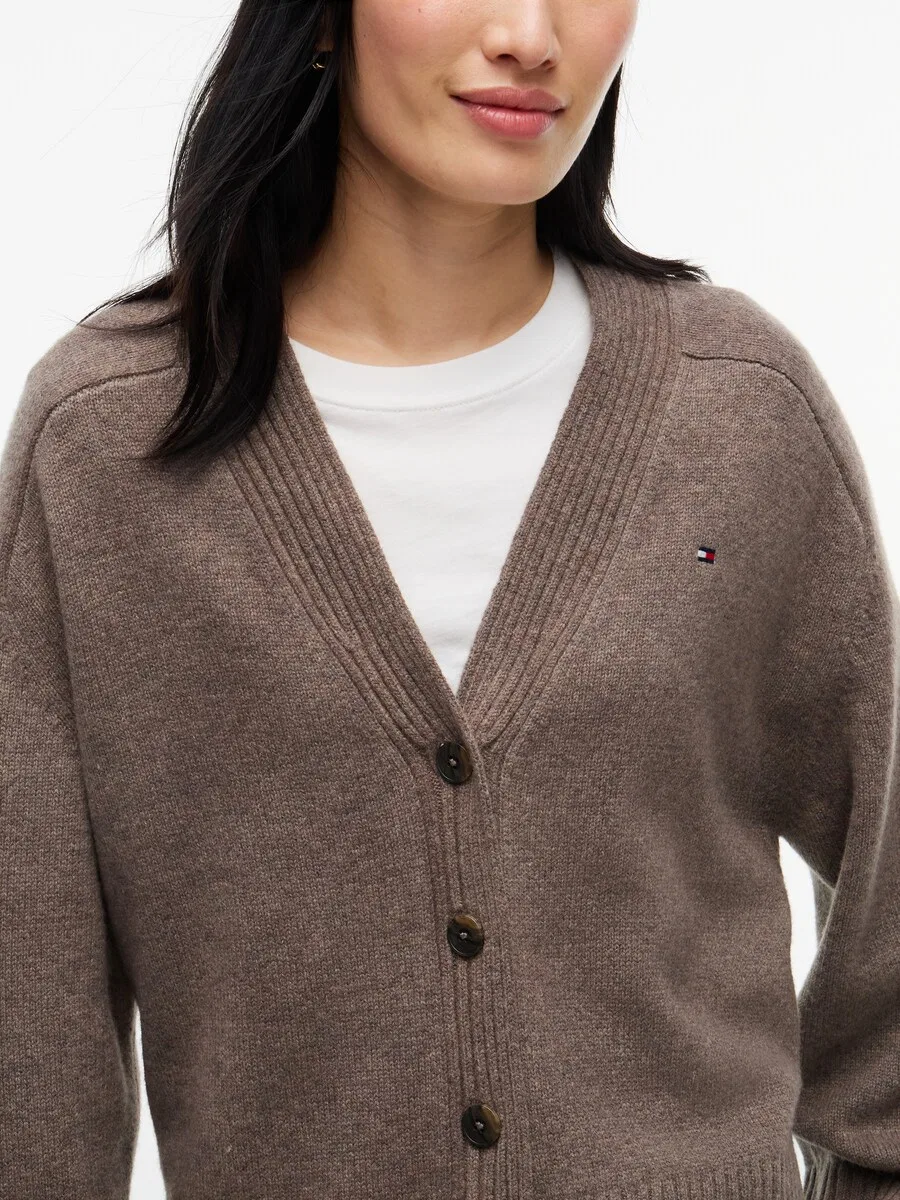 Вязаный кардиган TOMMY HILFIGER шоколадного цвета — фото 3