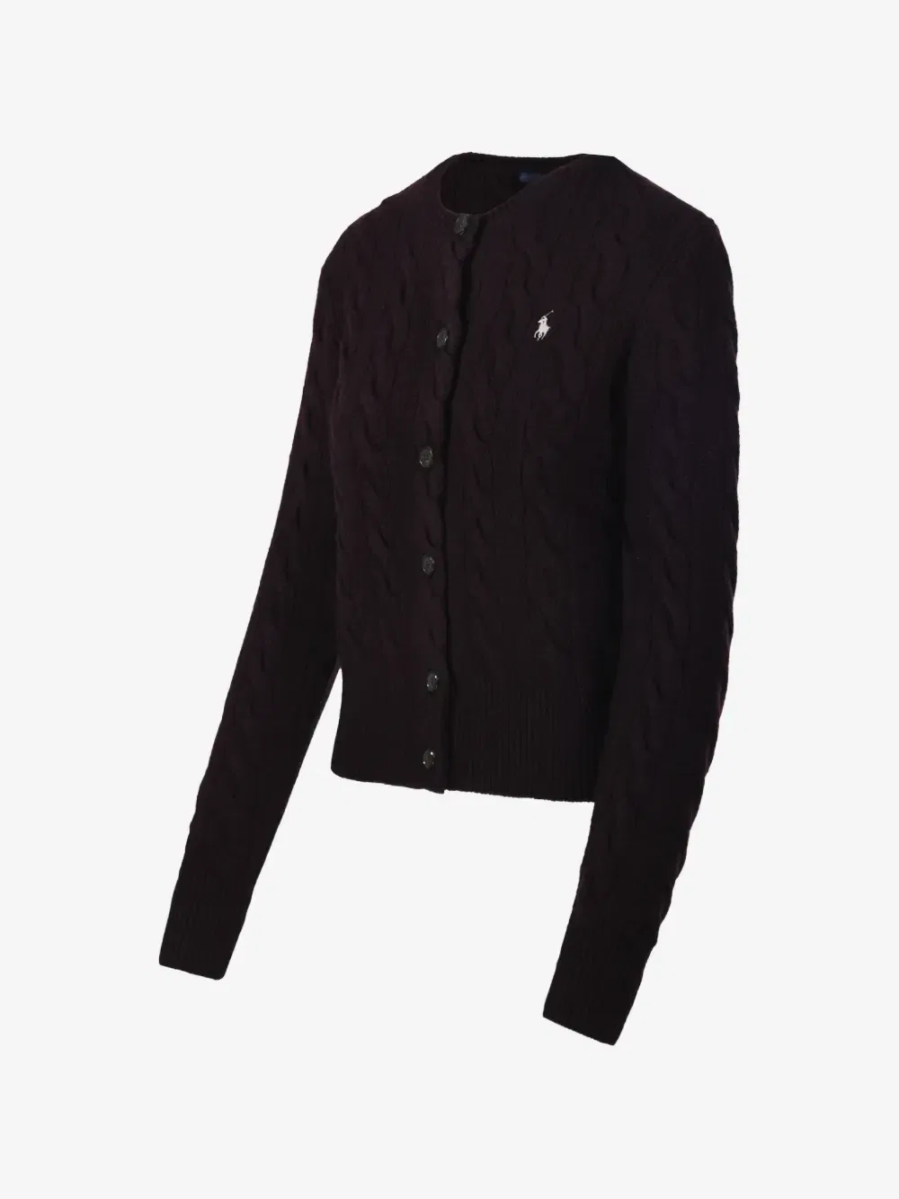 Кардиган с вышивкой логотипа и вязаной косой POLO RALPH LAUREN, фиолетовый — фото 3