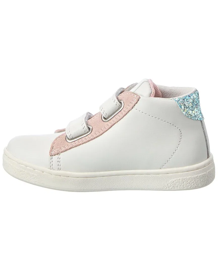 Детские кроссовки для девочек из кожи на липучке Naturino Pinn High Leather Sneaker, White — фото 2