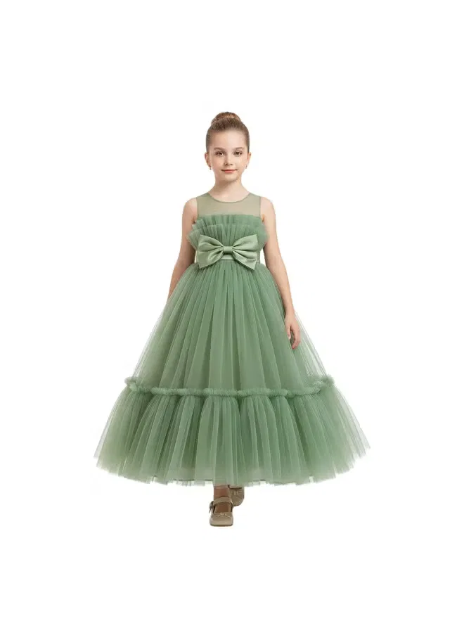 Платье без рукавов с бантом Tulle bow party dress D'Daniela, шалфейный