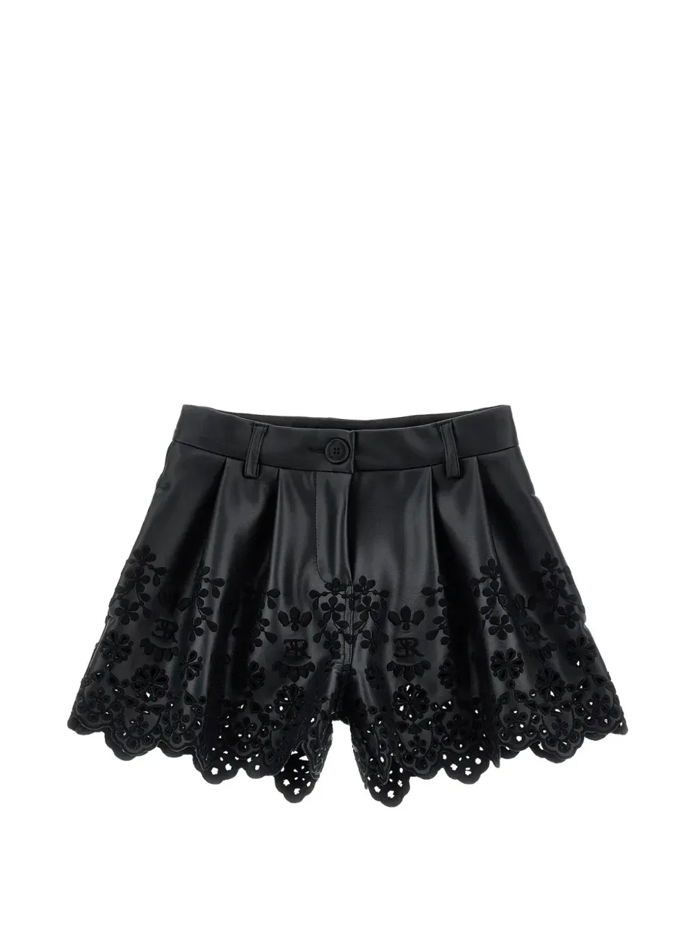 Шорты с ажурной вышивкой и фестончатым краем Ermanno Scervino Junior, черный