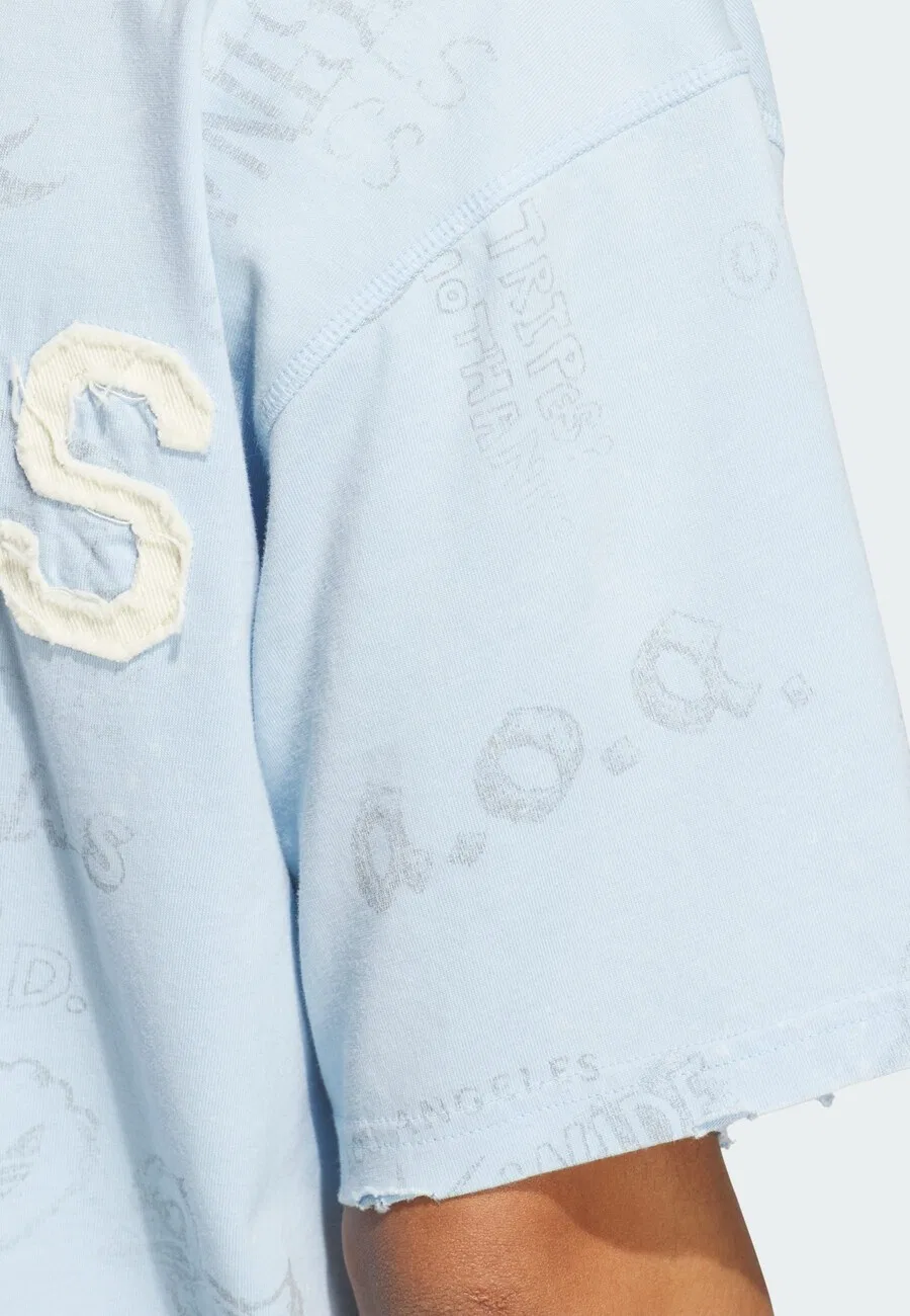 Футболка ADIDAS ORIGINALS 'Varsity' небесно-голубого цвета — фото 4