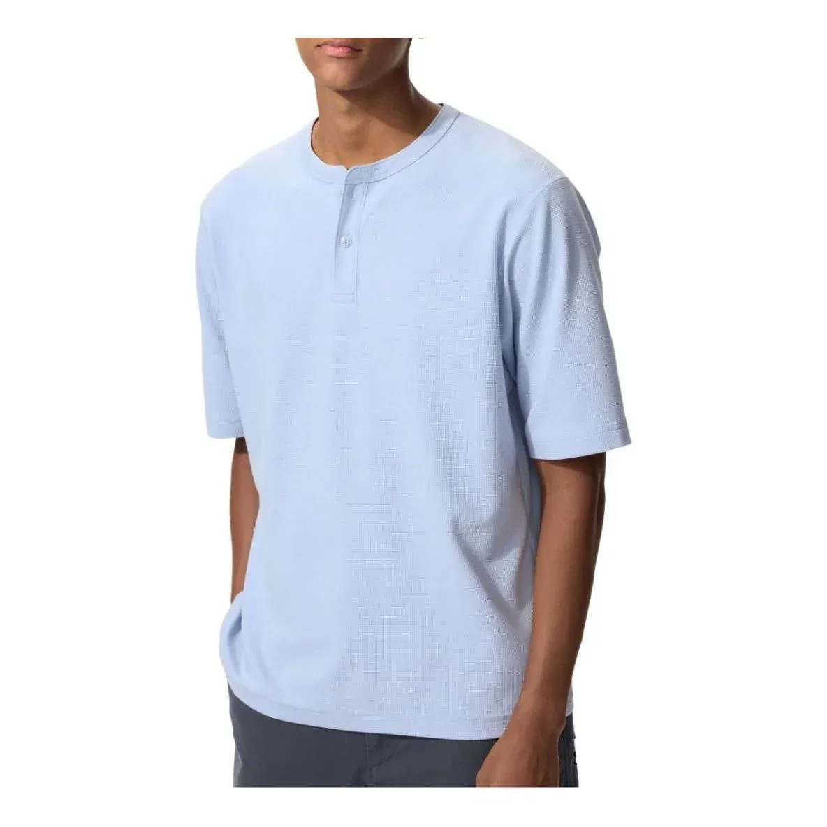 Футболка Uniqlo Dry Waffle Henley Neck Unisex,  61 синий