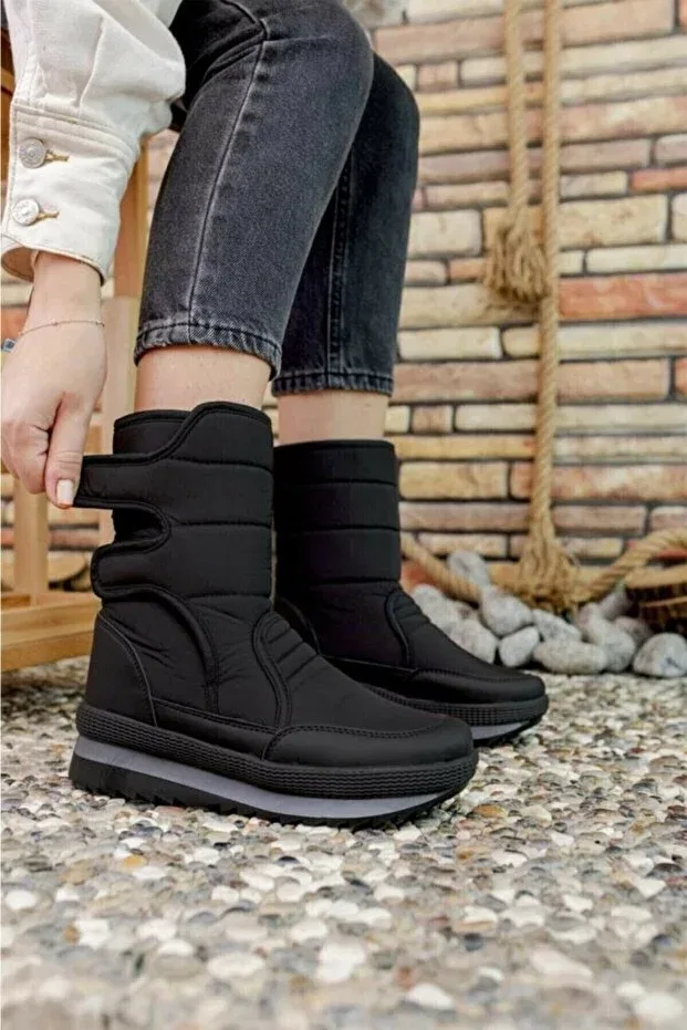 Детские снежные ботинки с липучкой Altuntaş, Black Snow Boots — фото 4