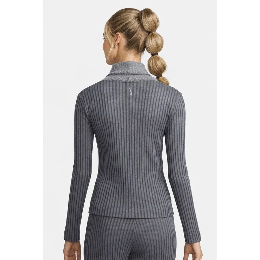 Женский свитшот свободного кроя с шалью-воротником Yoga Ribbed Shawl Collar Nike, Дымчатый — фото 2
