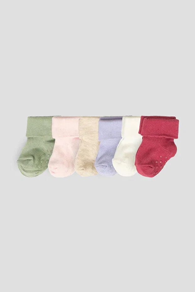 Детские носки для девочек хлопковые 6 пар 5+1 Double Boxed Girl Newborn And Baby Socks Defne Baby, Mixed — фото 2