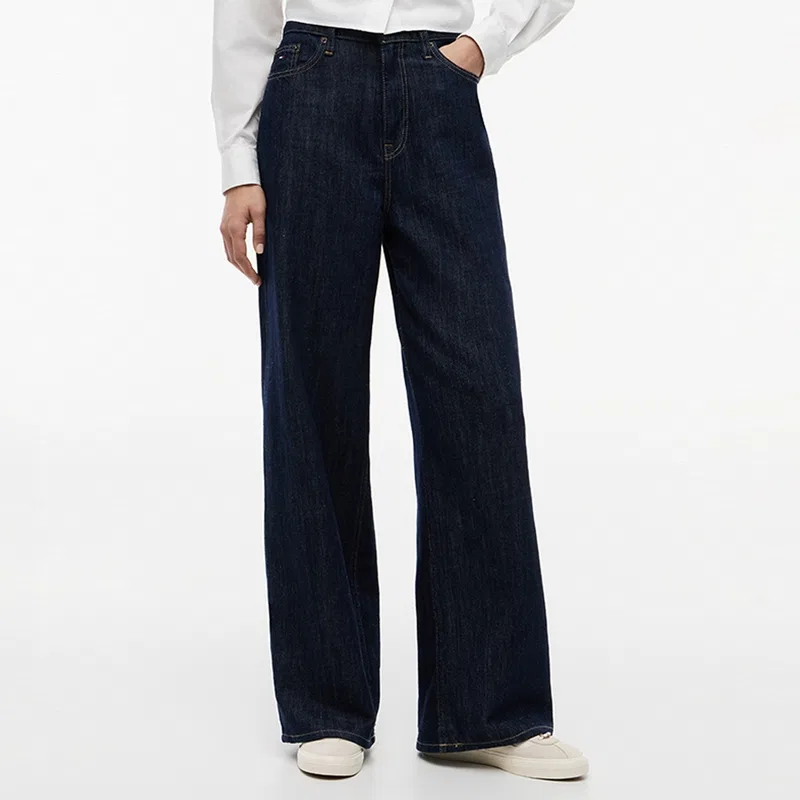 Женские джинсы широкие Tommy Hilfiger, Dark Denim Blue 1BK — фото 4