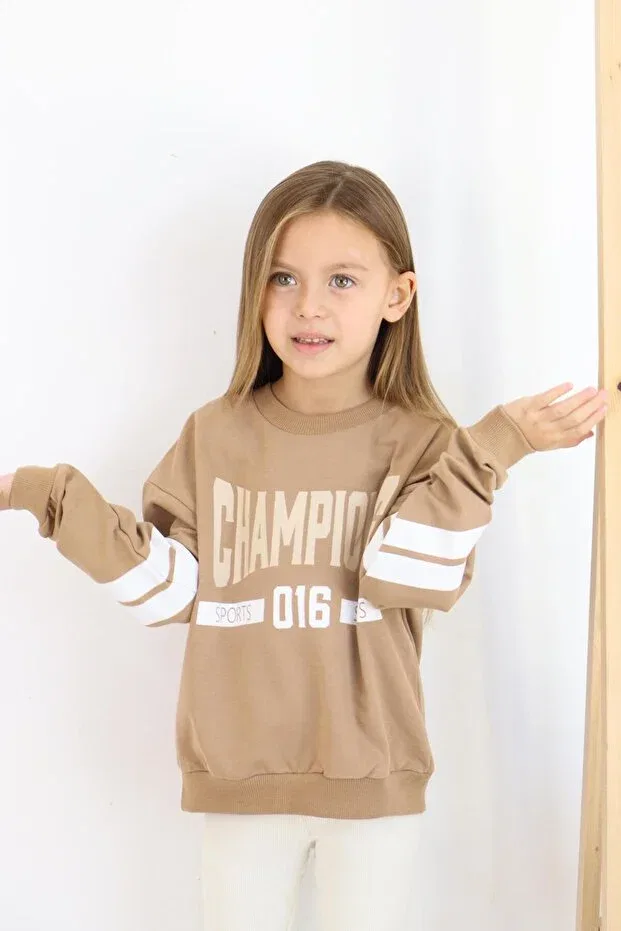 Детские свитшот для мальчиков с принтом Champion printed sweat Miababy, Brown — фото 4