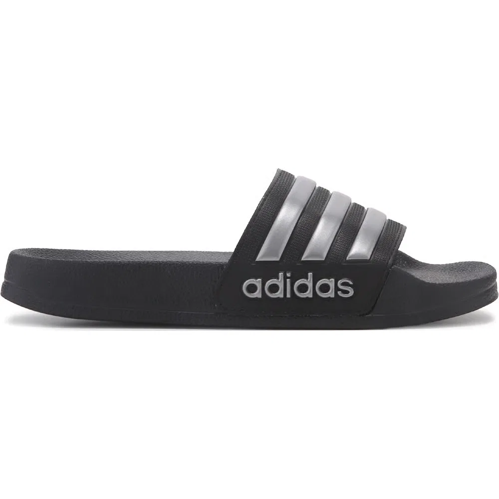 Детские сандалии-шлепанцы Adilette Adidas, Black/Metallic — фото 2