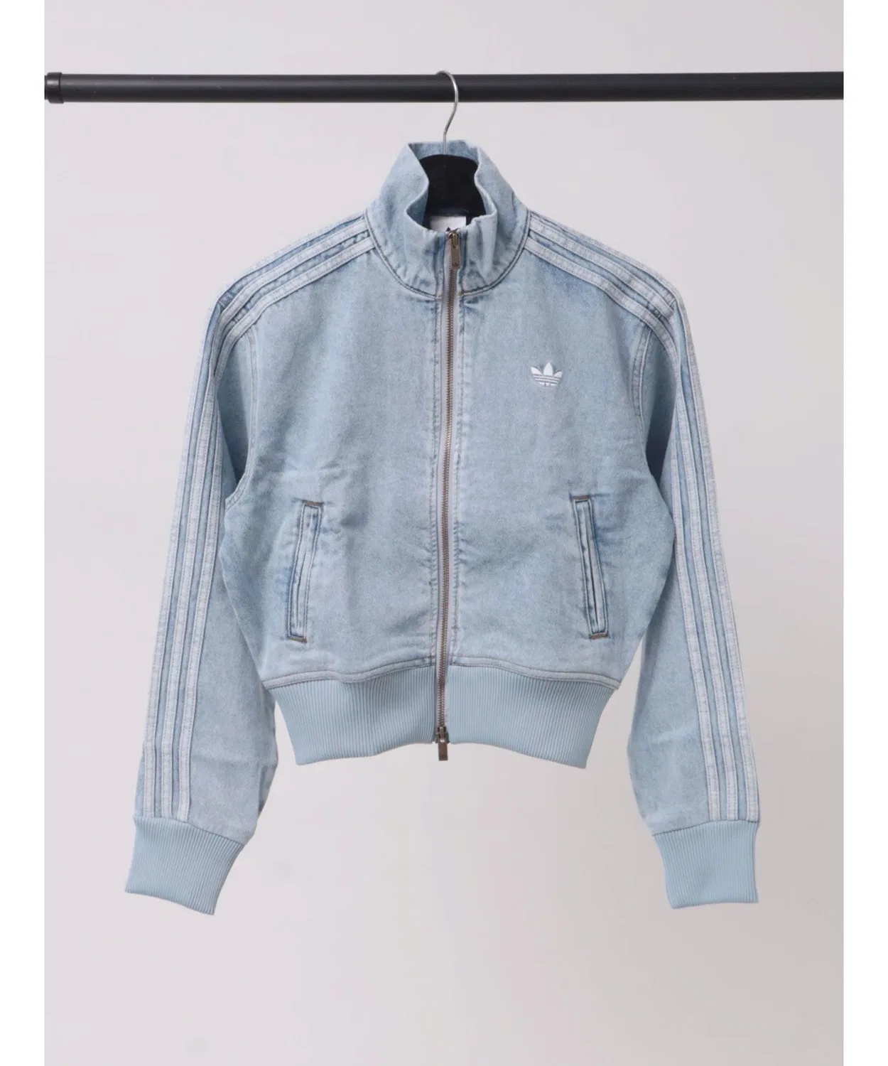 Женский джинсовый жакет с молнией Firebird Track Top Denim Adidas, Black — фото 3