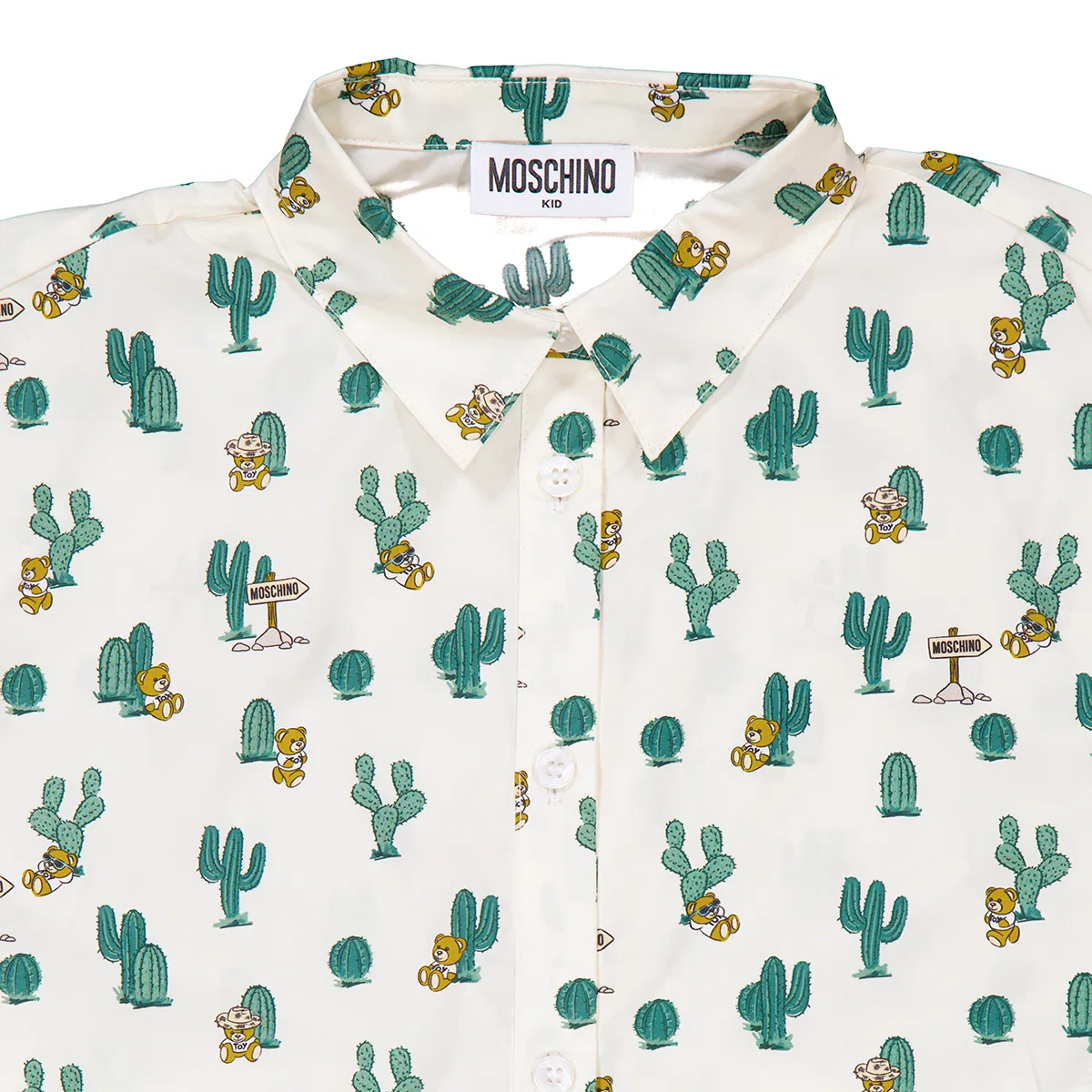 Детская футболка с принтом Girls Graphic-Print Short Sleeve Shirt Moschino, Beige — фото 2