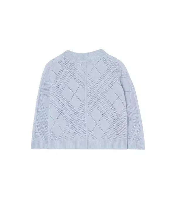 Детский комплект из кашемира Unisex Check Cashmere Two-Piece Set Burberry, Dusty Blue — фото 3