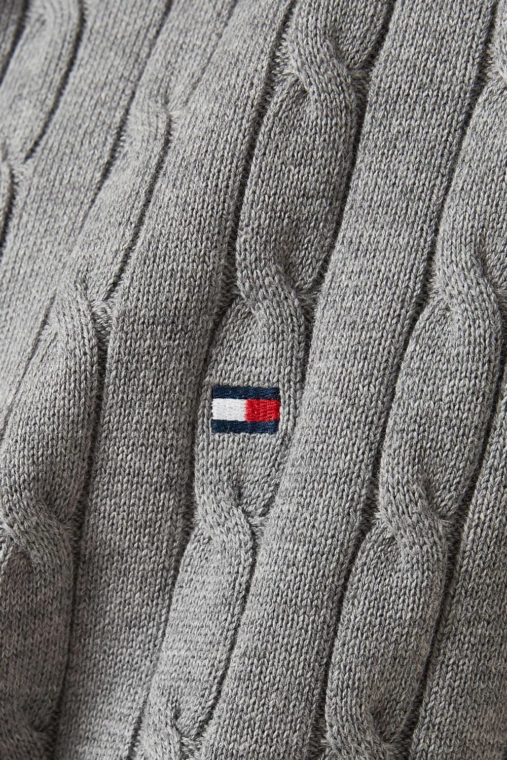 Свитер на молнии вязаный хлопковый Tommy Hilfiger, серый — фото 4