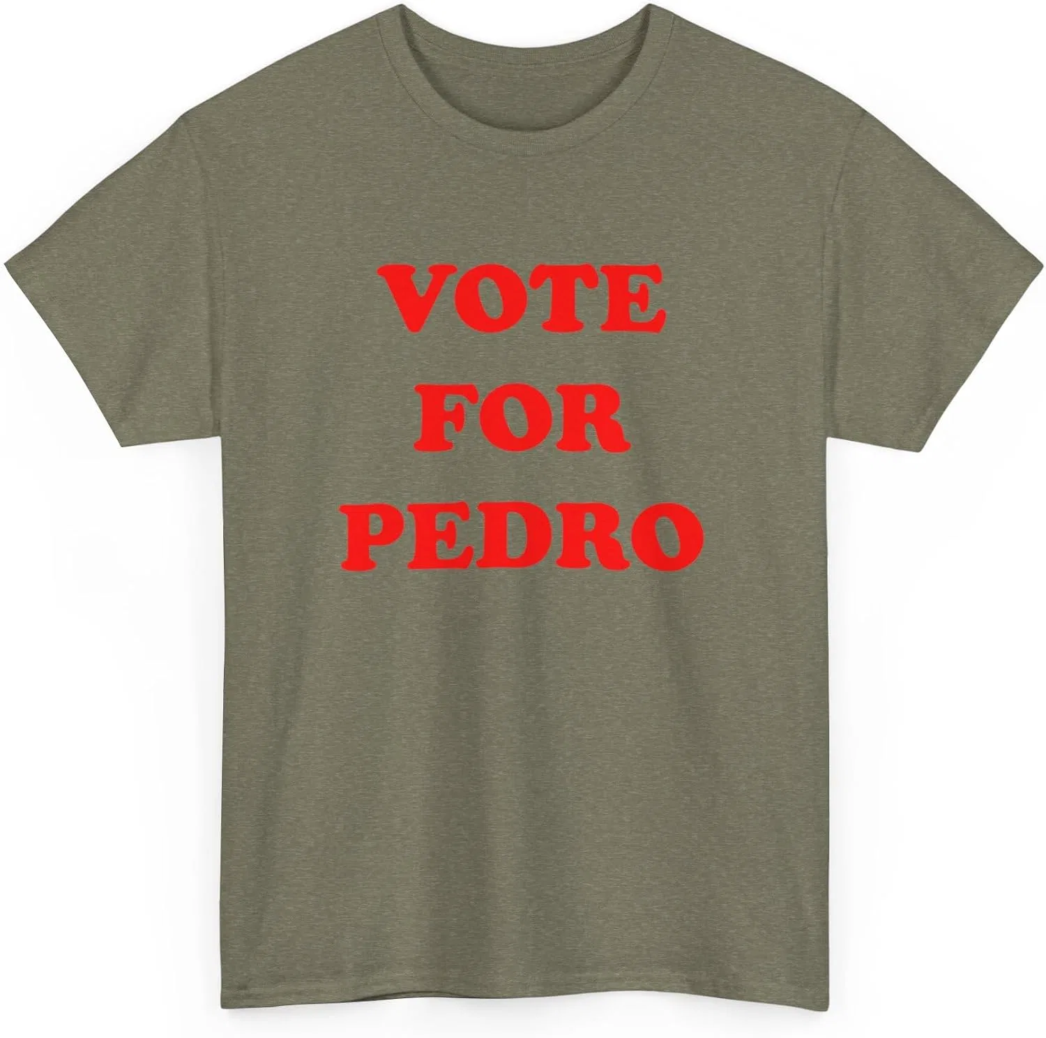 Женская футболка с принтом Vote for Pedro, Heather Military Green — фото 3