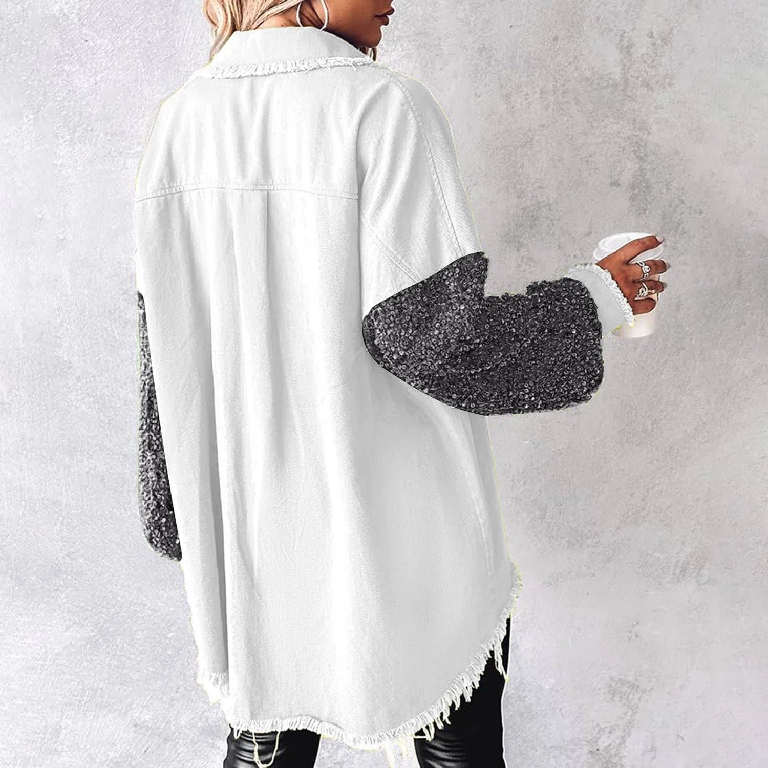 Женская куртка с длинным рукавом Cargidan Y2K Streetwear, bianco — фото 4